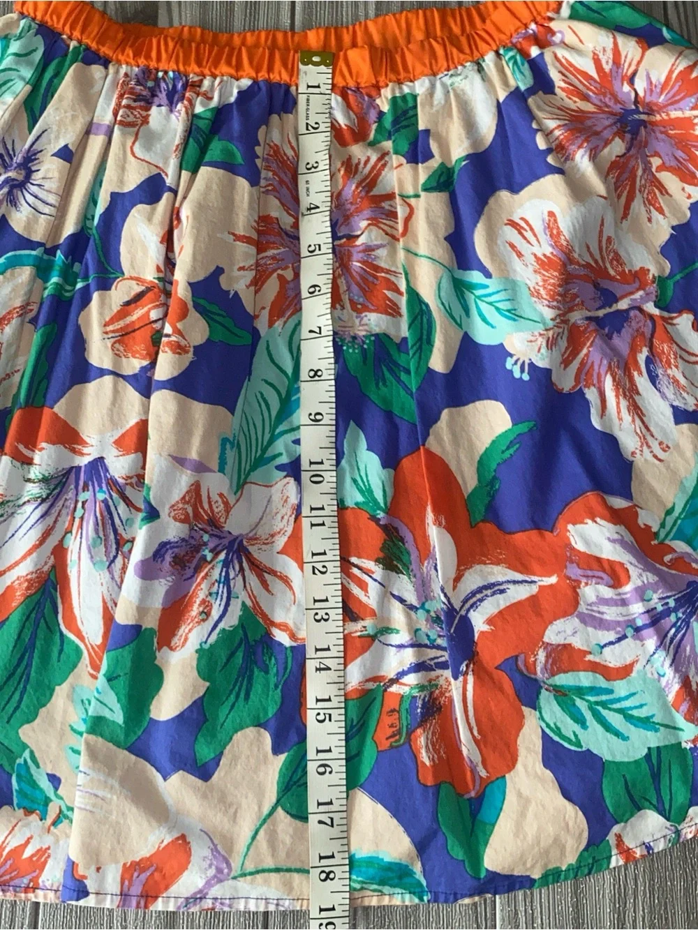Flying Tomato Floral Circle Skirt in Blue, Orange & Cream - Picture 7 of 8